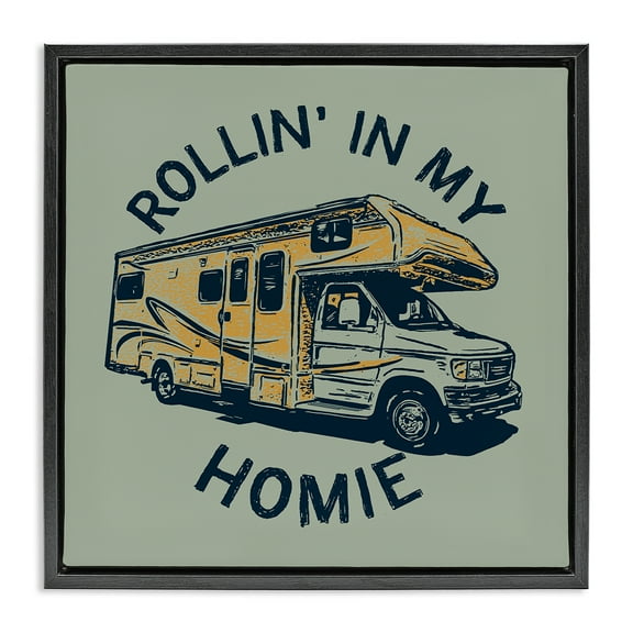 Stupell Industries Rollin' In My Homie Transportation Painting Black Floater Framed Art Print Wall Art, 18 x 18