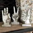 thumbnail image 3 of 7", 7", 6"H Silver Polystone Hands Sculpture, by CosmoLiving by Cosmopolitan (3 Count), 3 of 13