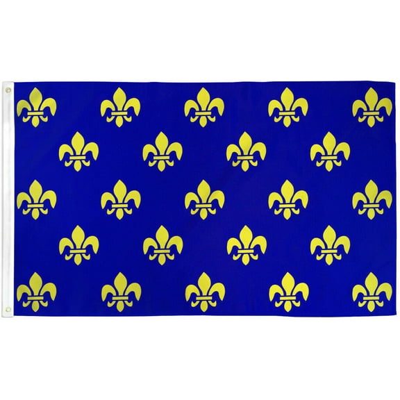 3x5 Fleur De Lis Blue Gold Fleur de Lis NOLA French Royalty Mardi Gras Polyester Flag
