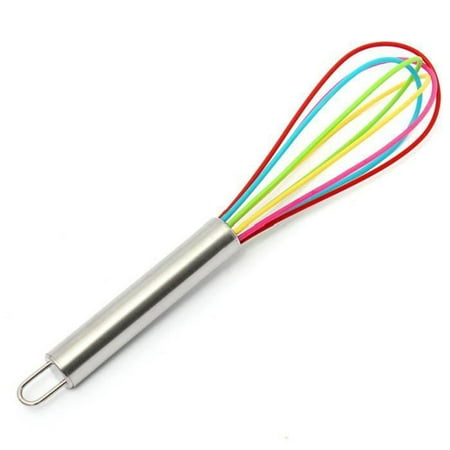 Stainless Steel Hand Shank Colored Silicone Eggs Whisk Kitchen Mixer Egg