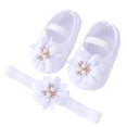 thumbnail image 1 of Coduop Baby Girl Princess Mary Jane Shoes Wedding Dress Flat Shoes with Free Headband, 1 of 6