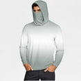 thumbnail image 2 of Fanxing Fishing Shirts for Men Big and Tall Hooded Sun Shirt with Mask Cover Long Sleeve UPF 50 Rash Guards Cooling Lightweight Hoodies Gray,XXXXL, 2 of 8