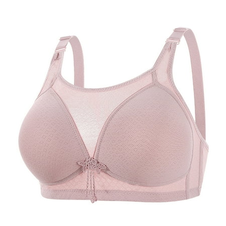 Crunowin Women s Adjustable Bra  Solid Color Breathable Soft Comfort Plus Size Full Coverage Underwear Purple L