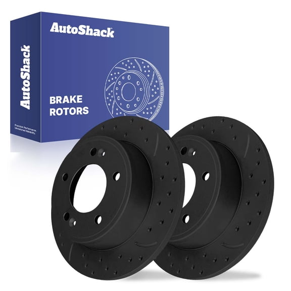 AutoShack Rear Brake Rotors for Hyundai & Kia, Elantra 2011-2020 Soul 2014-2025, FWD L4 1.6L 1.8L 2.0L - E-Coated Drilled & Slotted - Black Finish - NightGuard - 10.31" (261.9 mm), 5-Lug