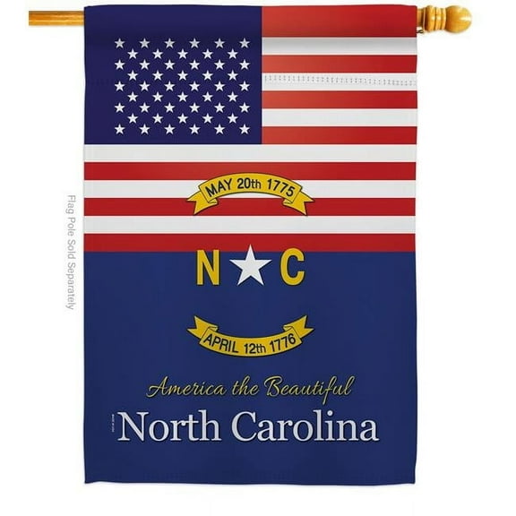 Americana Home & Garden H140585-BO 28 x 40 in. USA North Carolina American State Vertical House Flag with Double-Sided Decorative Banner Garden Yard Gift