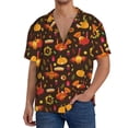 thumbnail image 1 of Balery Thanksgiving Turkey Camisa Casual de Manga Corta con Botones para Hombre, Texturizada, Estilo Cubano, para Playa, Verano-Medium, 1 of 5