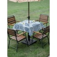 thumbnail image 4 of Outdoor Tablecloth with Umbrella Hole for Patio/Picnic/Party/Camping, Blue Coastal Waterproof Table Cloth Square Cover Washable, Vintage Starfish Shell Summer Tropical (54"x 54"), 4 of 9