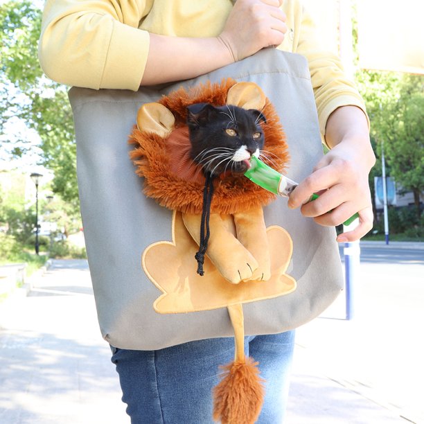 Bolsos De Mascotas Bolso Lion Pattern Cat Dog Carrier Bags de viaje saliente de lona suave para amantes de las mascotas