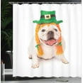 thumbnail image 3 of Ambesonne Irish Shower Curtain, Funny Dog Leprechaun Hat Hair, 69"Wx75"L, Orange Green and Pearl, 3 of 4