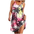thumbnail image 3 of TaTaai Women Vacation Style Hawaiian Print V-Neck Spaghetti Strap Cover Up Dress Spring Summer Beach Leisure Wear Lightweight Breathable Comfortable Loose Fit Dress Gift, 3 of 7