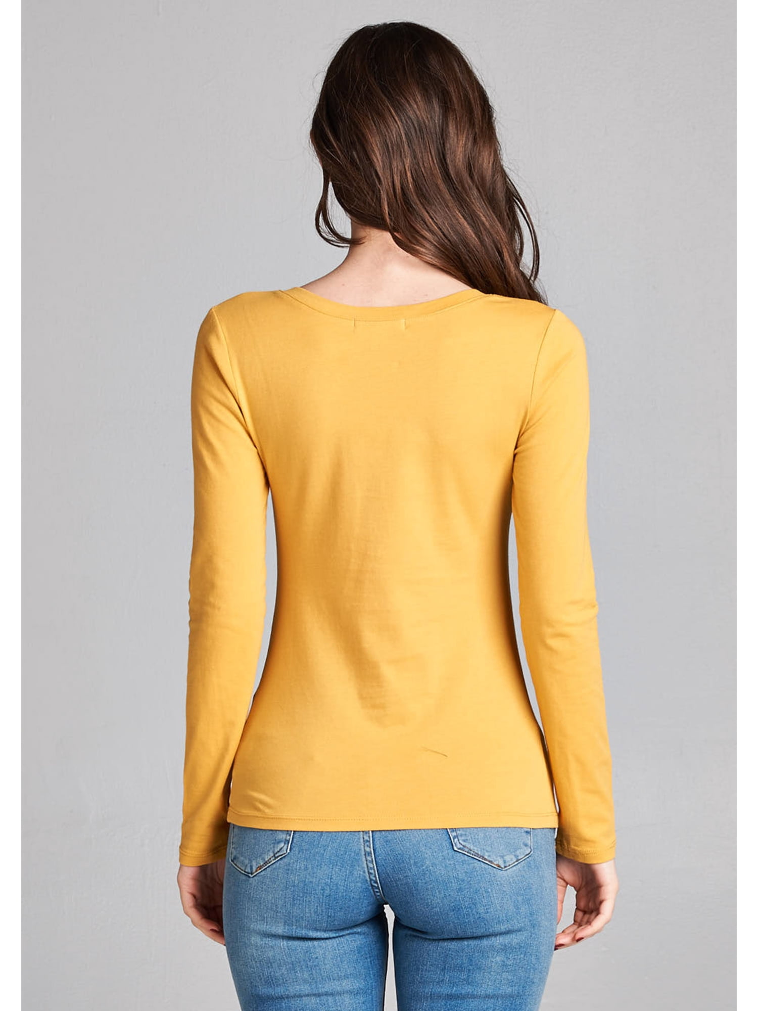 Emmalise 3-Pack Women’s Long Sleeve V-Neck Tees – Soft Stretch Cotton Blend In Mustard, Oat & Olive