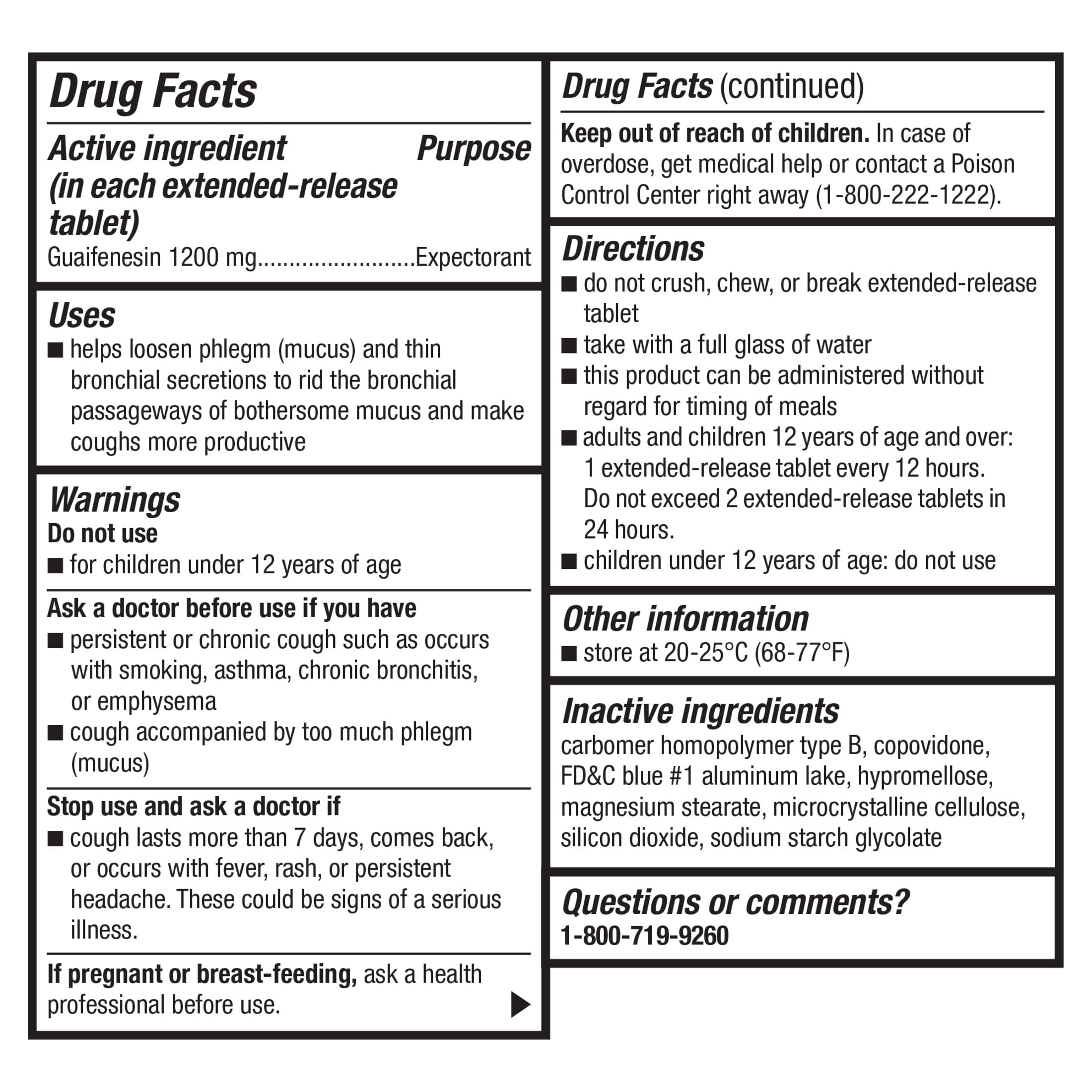 (3 pack) Equate Maximum Strength Chest Congestion and Mucus Relief, Guaifenesin Extended-Release Tablets, 1200 mg, 14 Ct