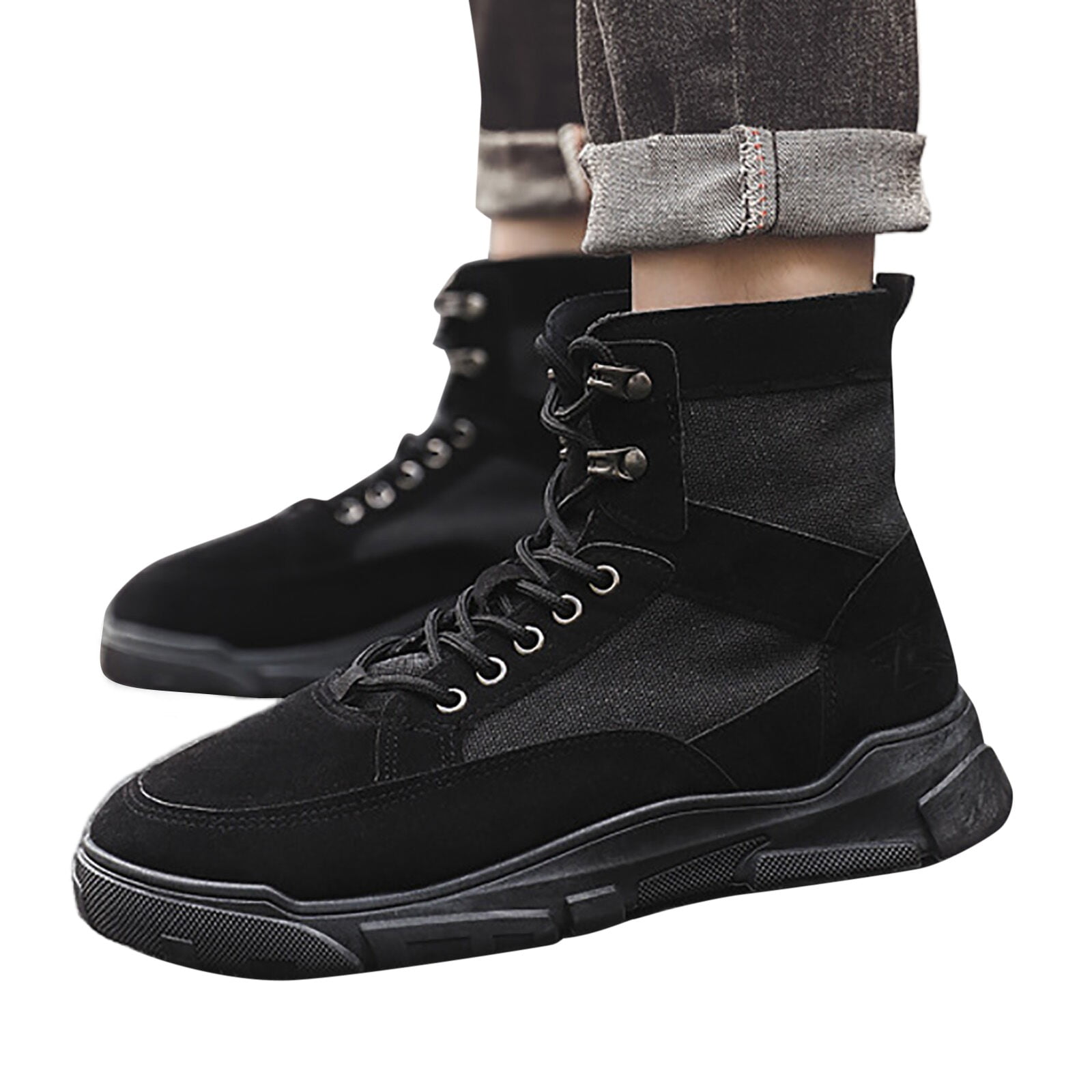 Bmisegm Mens Leather Boots 10 New Outdoor Solid Color