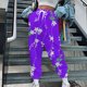 thumbnail image 1 of Puntoco Moda Casual Para Mujer Bolsillos Estampados No Posicionados Cintura Elástica Cordón Leggings Pantalones De Chándal Pantalones Morado Xl, 1 of 5