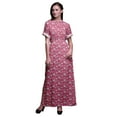 thumbnail image 1 of Bimba Rayon Feathers & Anemone Floral Printed Womenâ€™s Long MaxiÂ&nbsp;DressÂ&nbsp;Gown With Side Slit-Small, 1 of 6