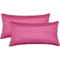 thumbnail image 1 of Aiking Home 12x24 Inches Faux Silk Rectangular Throw Pillow Cover, Zipper Closure, Hot Pink (Set of 2), 1 of 3