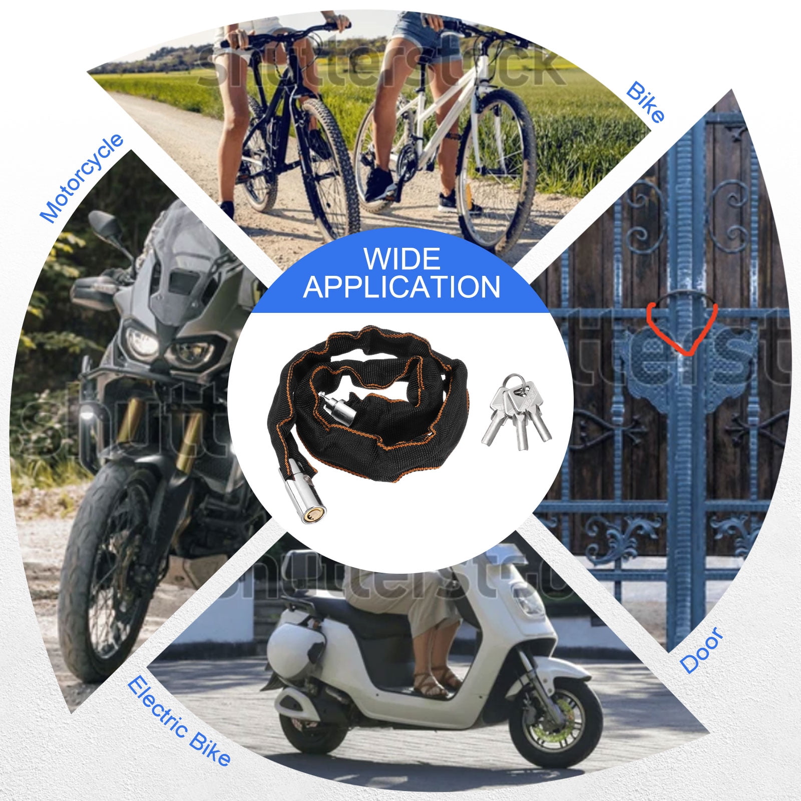 Bike Chain Lock, (31 Inch, Black) (1 Pcs), Manganese Steel Anti-Theft Bicycle Chain Round Lock with Keys, Suit for - Bike/Motorcycle/Scooter/Truck