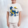thumbnail image 2 of Xudanell Toddler Baby Boys Tops Cartoon Dinosaur Print Tees Kids Cotton Clothes Summer Short Sleeves T-Shirts 2-8 Years (White, 7-8 Years), 2 of 5