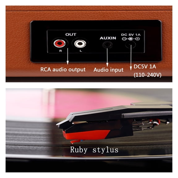 High-end portable luggage gramophone vinyl record player Bluetooth 5.0 turntable 33 45 78RPM gramophone retro record player ,High Volume Speakers