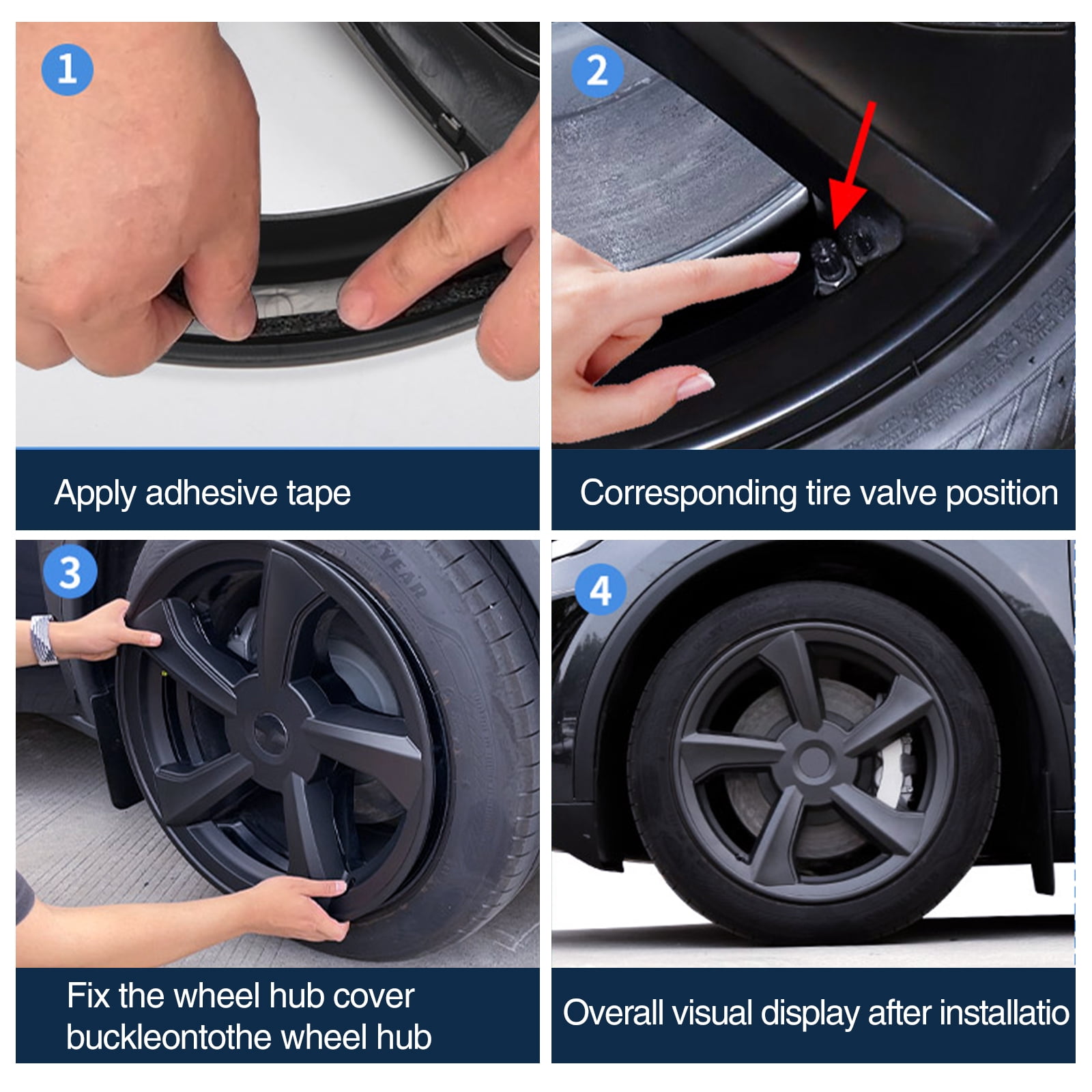 19-inch Hubcaps Wheel Skin Covers Compatible with 2025 2026 Tesla Model Y Juniper, Durable ABS Plastic Rim Covers (Set of 4), Fit for Standard Wheels - Snap On Tire Cover Replacement