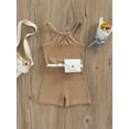 thumbnail image 2 of Coduop Toddler Baby Girls Summer Bodysuit Playsuit Ribbed Sleeveless Jumpsuit,with Belt Bag, 2 of 9