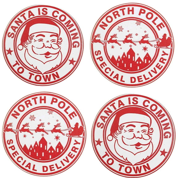 Tabletop Santa Coming Coaster Set/4 North Pole Special Delivery Cx177831