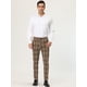 thumbnail image 3 of Pantalones a cuadros de vestir para hombre Pantalones formales ajustados estampados de negocios a cuadros Marron oscuro XL, 3 of 6