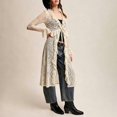 thumbnail image 4 of COMVALUE Women Lace Mesh Tie Front Maxi Top Ruffled Long Sleeve Sheer Cardigan See Through Flowy Kimono Cover Up Shirt Beige for Size S, 4 of 8