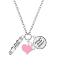 thumbnail image 1 of Delight Jewelry Best Friends Forever Bar - Light Pink Heart Nurse Strong Zoe Necklace, 1 of 4