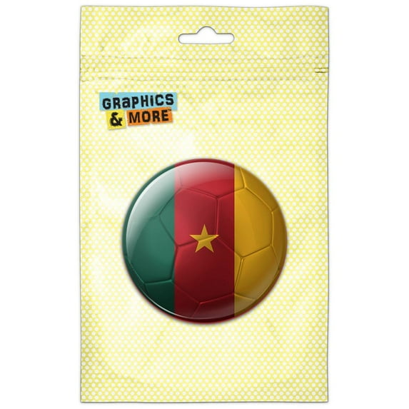 Cameroon Flag Soccer Ball Futbol Football Refrigerator Button Magnet