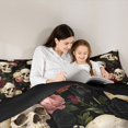 thumbnail image 4 of Castle Fairy Gothic Floral Skull Twin Comforter Sets 2pcs,Flowers Rose Peony Butterfly Bedding Set,Ivory Red Black,1 Comforter and 1 Pillowcase,Black Reversible, 4 of 6