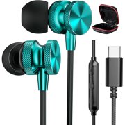 USB C Headphones for Apple iPhone 16 15 Pro Max iPad Google Pixel 9 8 8A 7 6, Type C Corded Earphones Small in Ear Wired Earbuds Microphone for Samsung Galaxy S25 S24 S23 FE S22 Ultra S21 Plus Green