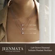 JeenMata Lab Grown Diamond 0.50 Carat Round Cut Classic Solitaire Pendant Necklace - in 18K White Gold Plating for Women