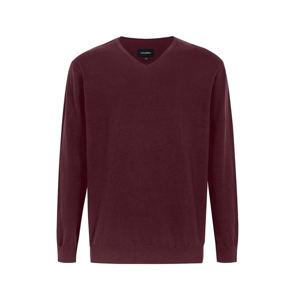 Krumba Mens Big Tall Sweater Cotton Oversized Long Sleeve Kintted Light Causal Plus Pullovers Burgundy 2XL