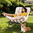 thumbnail image 6 of 2PCS Papasan Rocking Chair with Foot Rest, Oversized Papasan Chair with Thick Removable Cushion and Metal Frame, Lounge Chairs and PE Rattan Rocker for Patio, Porch, Garden, Lawn, Living Room, 6 of 7