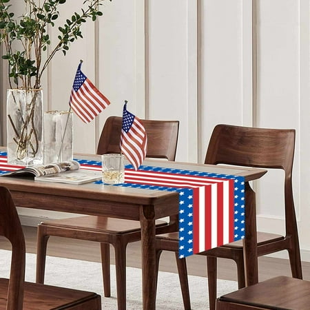

Hxoliqit Independence Day Table Runner Holiday Print Vintage Independence Day Decoration Tablecloth Home Decor Home Decoration Table Flag Holiday Decor