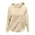 thumbnail image 4 of UAMVSH Womens Hoodies Oversized Solid Color Basic Hooded Sweatshirts Classic Fall Long Sleeve Pullover with Thumb Hole(Medium,Beige), 4 of 6