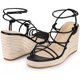 thumbnail image 1 of Sandalias de cuña con tiras para mujer, tacones tipo alpargata negro, EE. UU. 10, 1 of 5