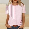 thumbnail image 2 of Fengactive Womens Short Sleeves Crew Neck T Shirts Striped Printed Basic TeeS Casual Vacation Tunic Tops, 2 of 7