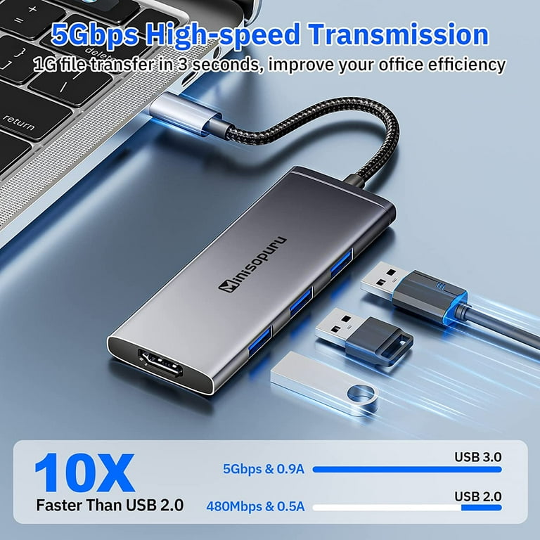 WALNEW USB C Hub with 4k HDMI,100W Power Delivery,SD/TF Reader,USB 3.0 Data  Ports,7-in-1 USBC Dongle Multiport Adapter,Thunderbolt 4 Dock for Macbook