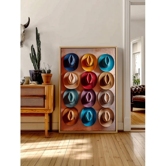 Colorful Cowboy Hat Print, Western Farmhouse Wall Art Home Decor #3134, Unframed Poster Size 8x12