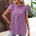 thumbnail image 2 of Clearance T Shirts for Women Lady's V Neck Short Sleeved Chiffon Ball Temperament Top Ruffled Cotton Dot Casual Top Summer Tops for Women 2024 Womens Blouses, 2 of 6