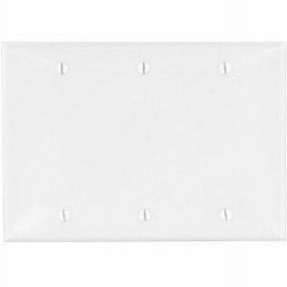 Leviton 80735-W 3-Gang No Device Blank Wallplate, Standard Size, Thermoplastic Nylon, Box Mount, White