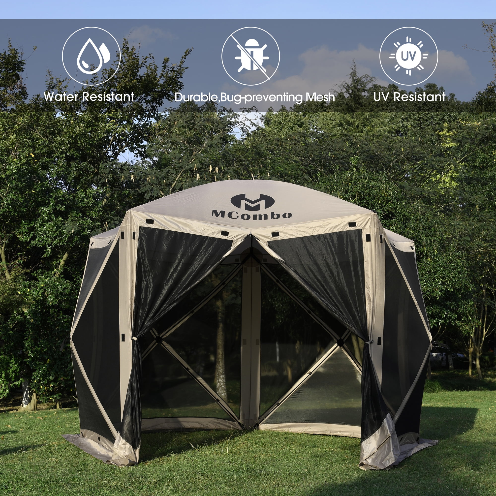 Mcombo 5-Sided Gazebo Portable Pop Up Tent Canopy, Shelter Hub Screen Tent for Outdoor Party (5-7 Persons), 1024-5PC