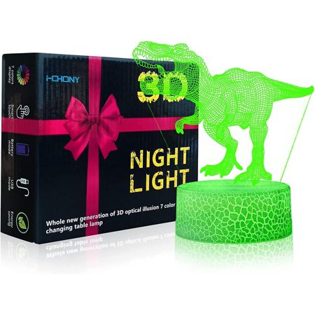 

Shxx Dinosaur Toy T-rex 3d Night Light For Kids - I-chony 16 Colors Dimmable Dinosaur Led Light With Remote3d7l-383