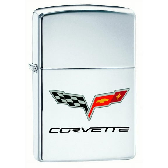 Zippo Lighter: Chevy Corvette Logo - High Polish Chrome