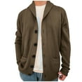 thumbnail image 2 of TFEOQRY Men's Cardigan Sweater Coat Long Sleeve Turndown Collar Casual Solid Color Button Knitted Sweater Coat Brown, 2 of 6
