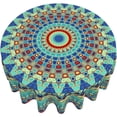 thumbnail image 4 of Mandala Tablecloth Round 60 Inch Vinyl Spring Small Table Cloths for Parties Waterproof Fabric Bohomian Tablecloths Decorative for Holiday Home Party Wedding Picnic, 4 of 6