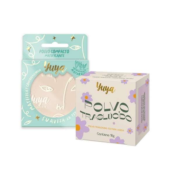 Set de Polvo compacto matificante Nude 12g y Polvo Traslúcido 16g Yuya