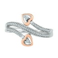 thumbnail image 2 of Sterling Silver and 10KT Rose Gold Two Stone White Round Diamond Fashion Ring (0.10 CTTW), 2 of 3